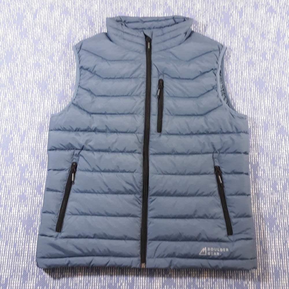 Boulder Gear Puffer Vest Mens Medium Full Zip Lightweight Outdoor Blue